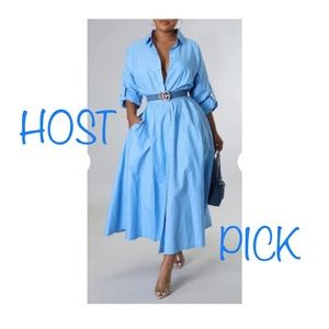 Light Blue Cinched-Waist Shirt
Dress